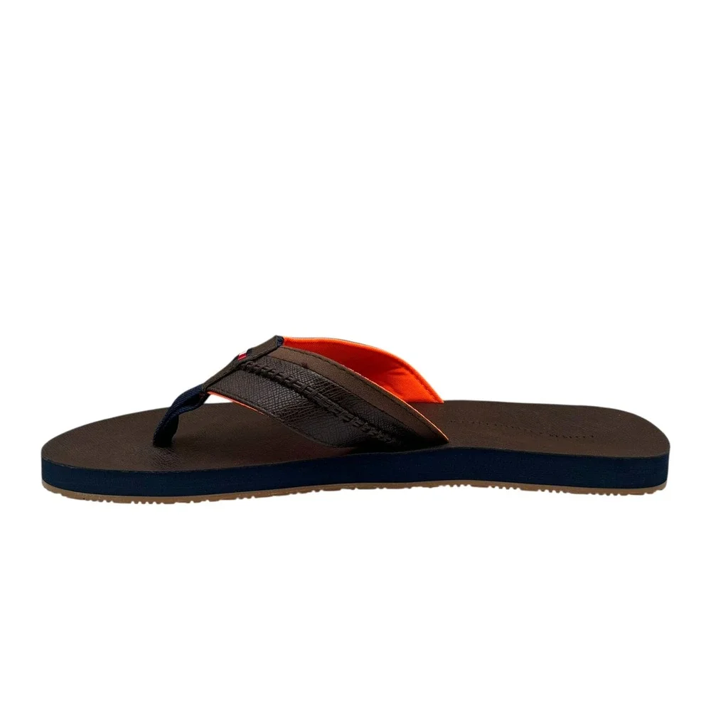 Tommy Hilfiger Mens Dembo Thong Sandal Size 11 Brown Faux‎ Leather Flexible